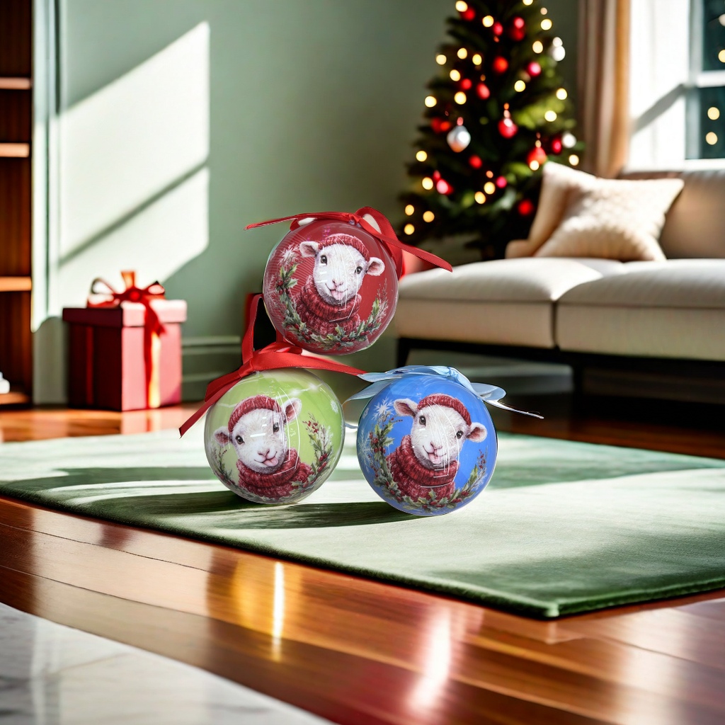 Christmas sheep-shaped decorative ball glass painted pendant, festive home decoration item Application Scenario