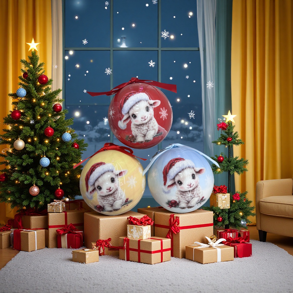 Christmas lamb pattern glass decorative balls, holiday hanging decorations and home ornaments Application Scenario