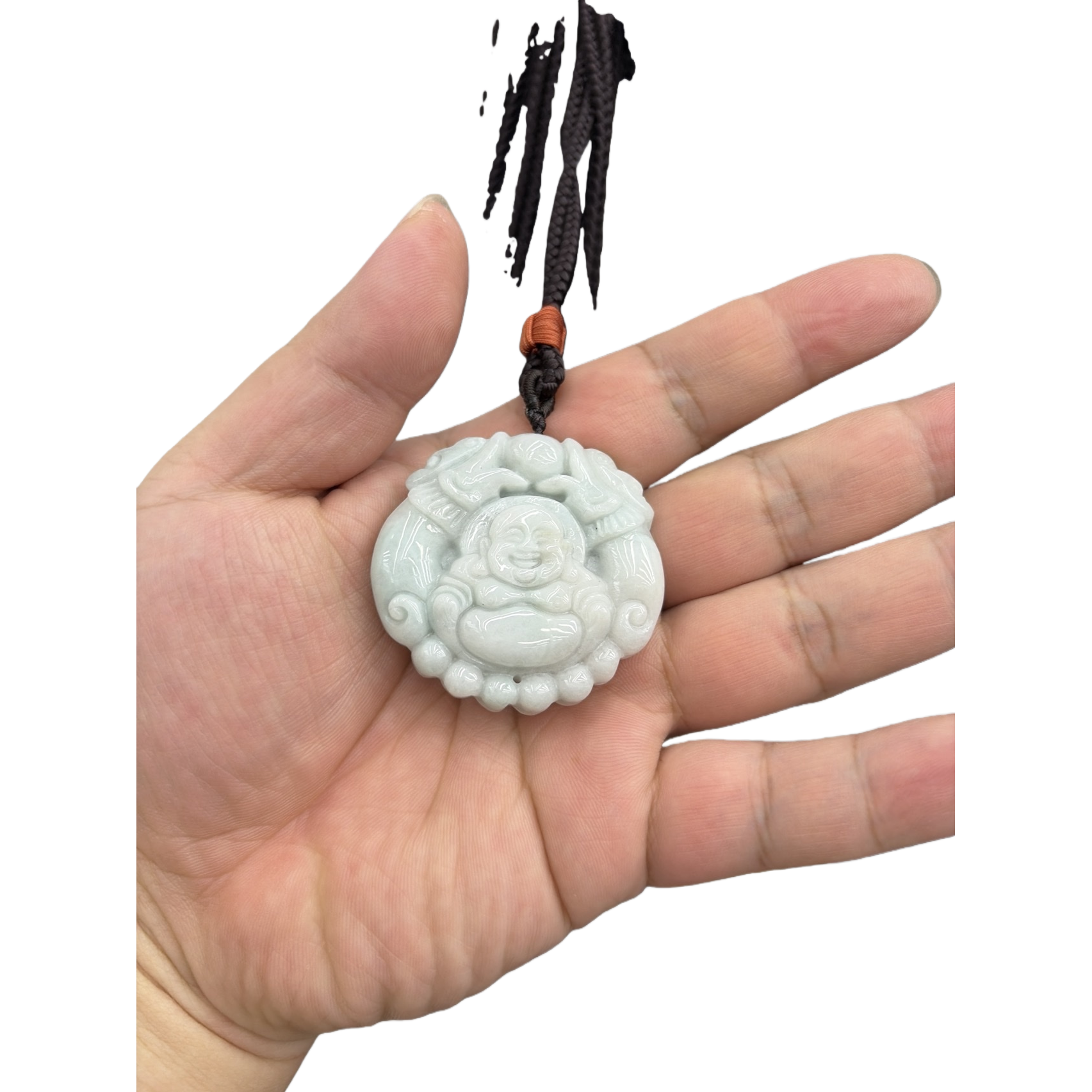 Jade Buddha statue pendant, a hand-carved natural jade pendant for peace and good fortune Item Picture