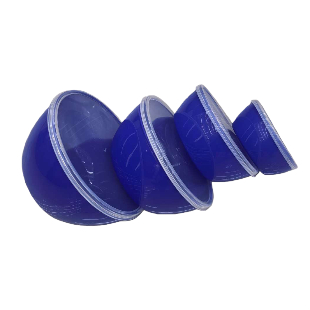Blue plastic bowl, large household rice bowl, thickened anti-drop children's meal bowl Item Picture