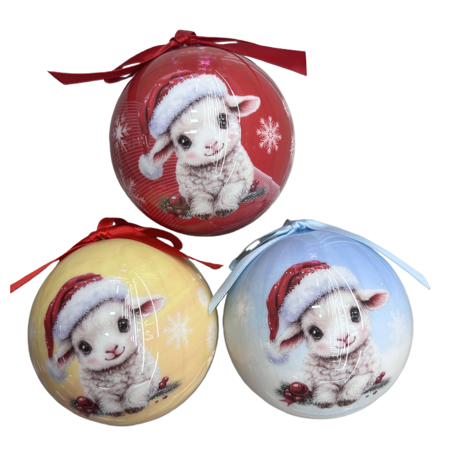 Christmas lamb pattern glass decorative balls, holiday hanging decorations and home ornaments Item Picture