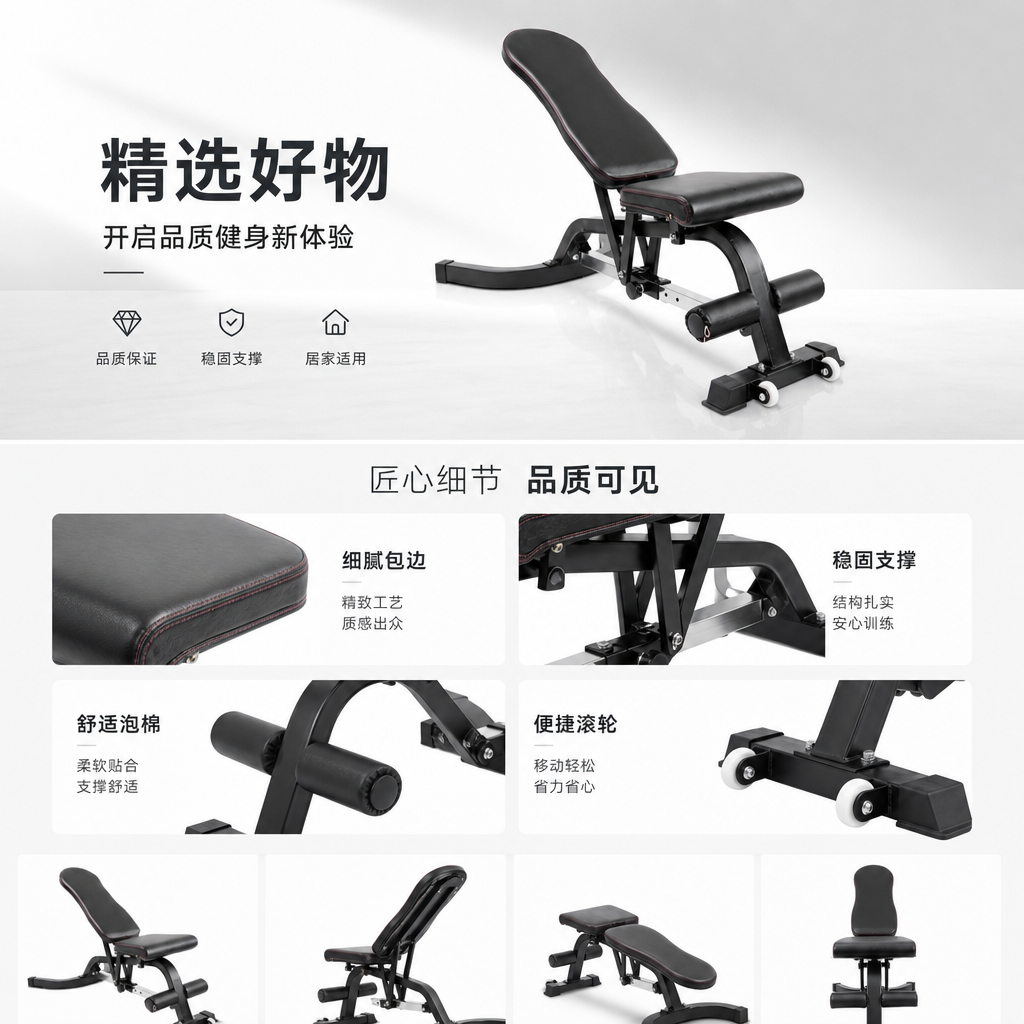 哑铃凳家用商用单位用小飞鸟哑铃椅健身器材腹肌二头肌三头肌详情1