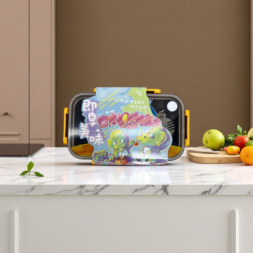 Cartoon dinosaur-themed bento box, children's lunch box, cute lunch box with layer sealing