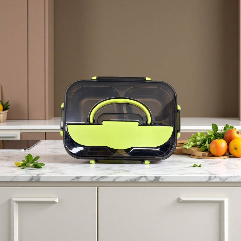 The stainless steel lunch box is a three-layer compartment-proof portable lunch box that can be heated by microwave