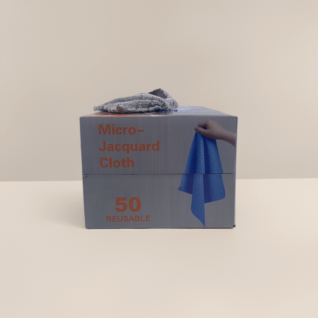 Grey microfiber cleaning cloth tape packaging box details Picture