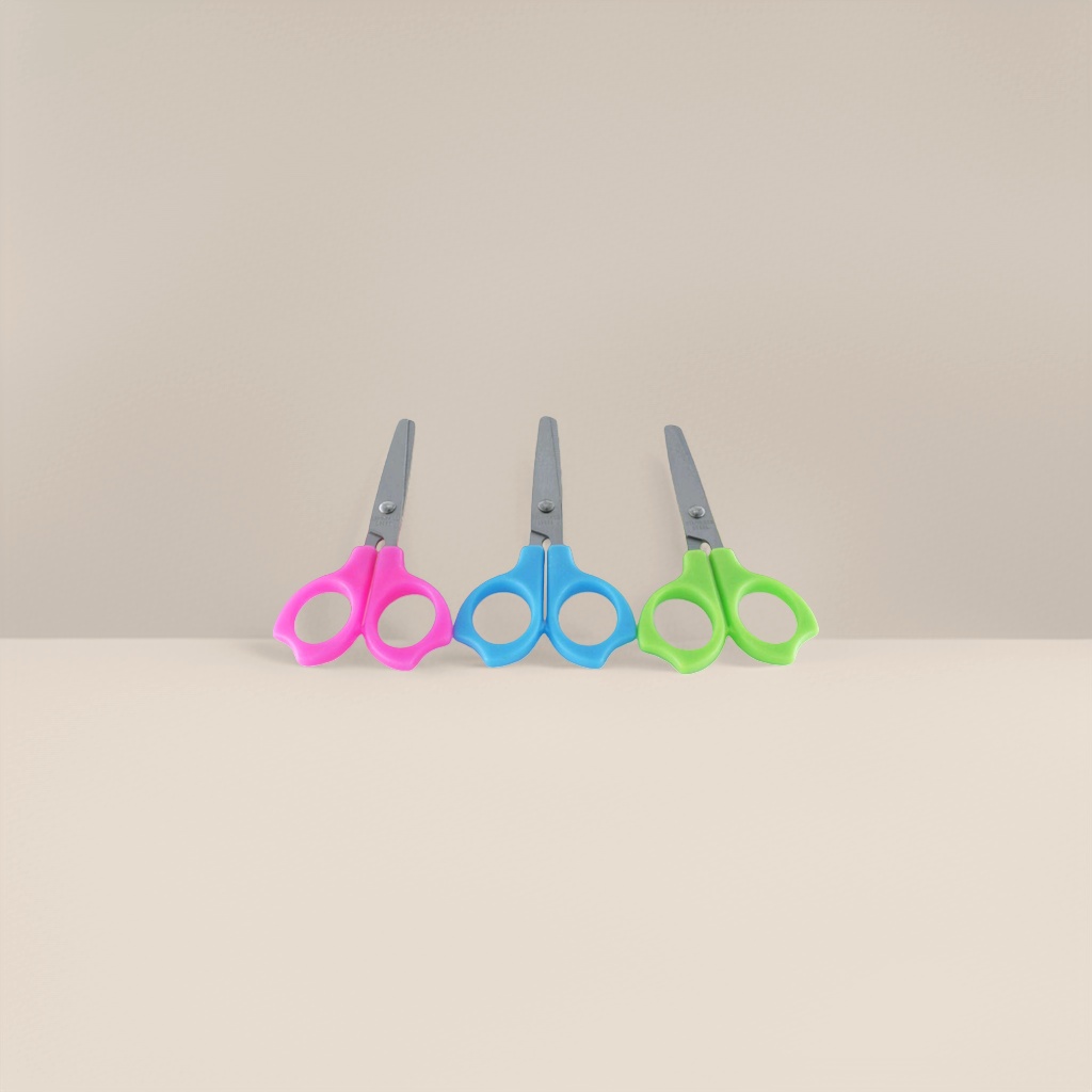 Student-specific colored plastic handle scissors with a safe round head design are portable stationery details Picture