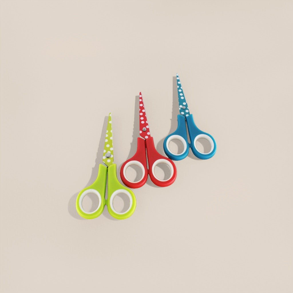 Colorful polka dot scissors, children's safety scissors, 3-inch round-head scissors, available in multiple colors Application Scenario