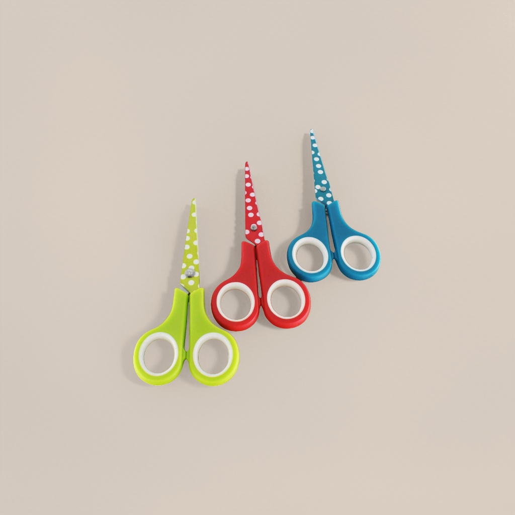 Colorful polka dot scissors, children's safety scissors, 3-inch round-head scissors, available in multiple colors Specification image