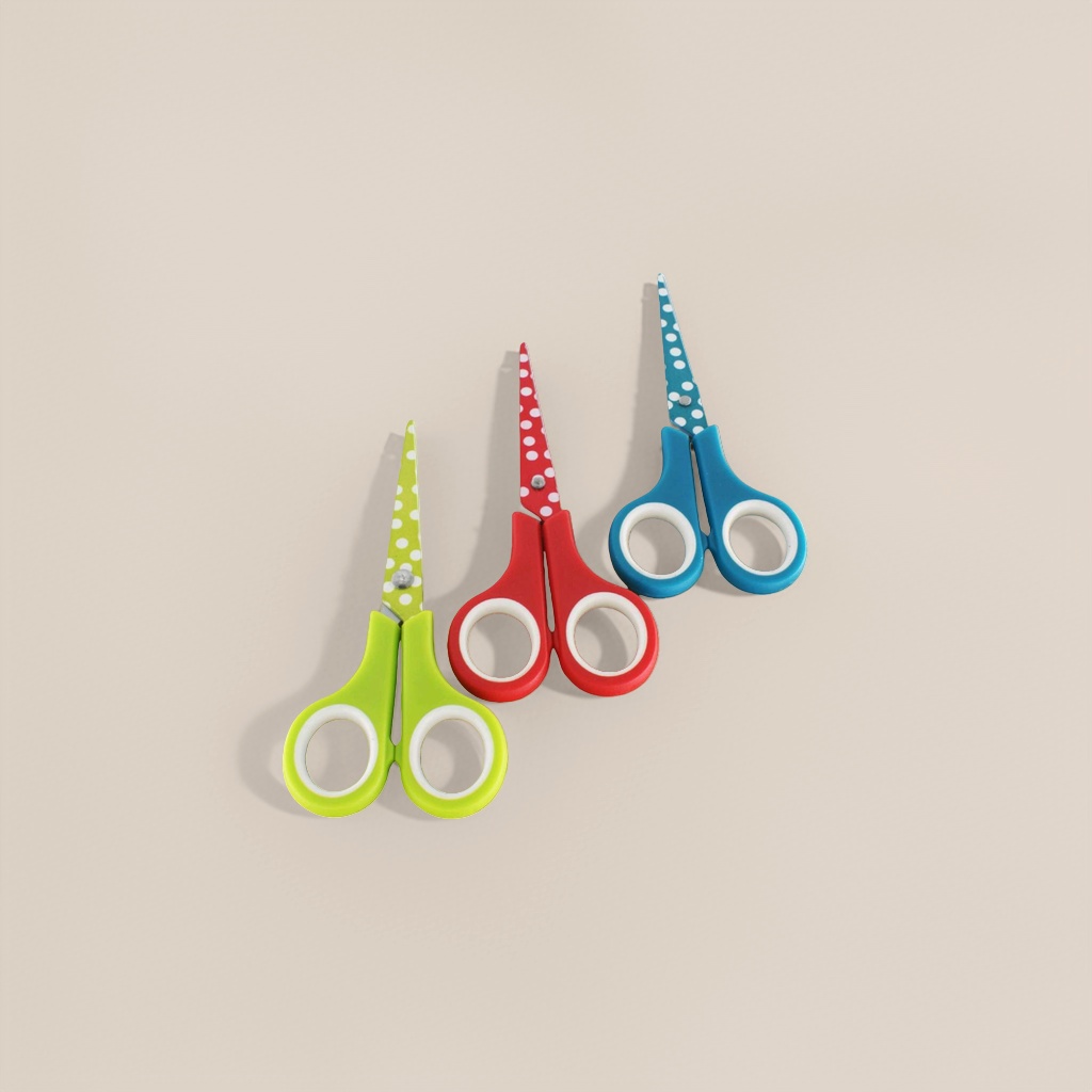 Colorful polka dot scissors, children's safety scissors, 3-inch round-head scissors, available in multiple colors details Picture