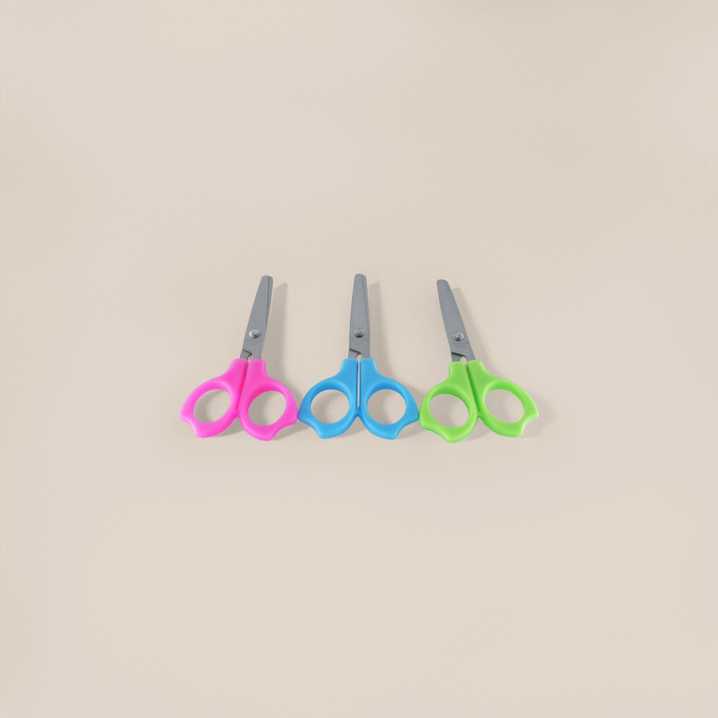 Student-specific color plastic handle scissors, safety round-head children's hand scissors Specification image