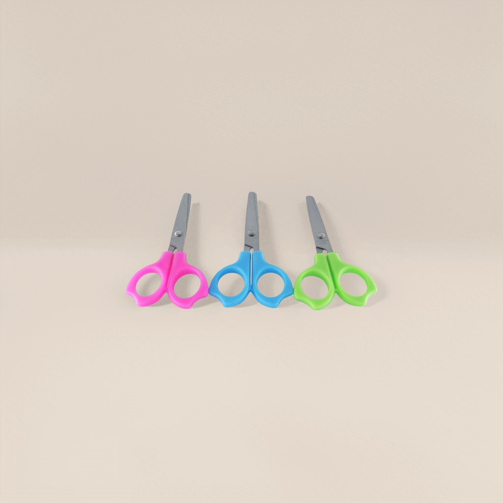 Student-specific color plastic handle scissors, safety round-head children's hand scissors details Picture