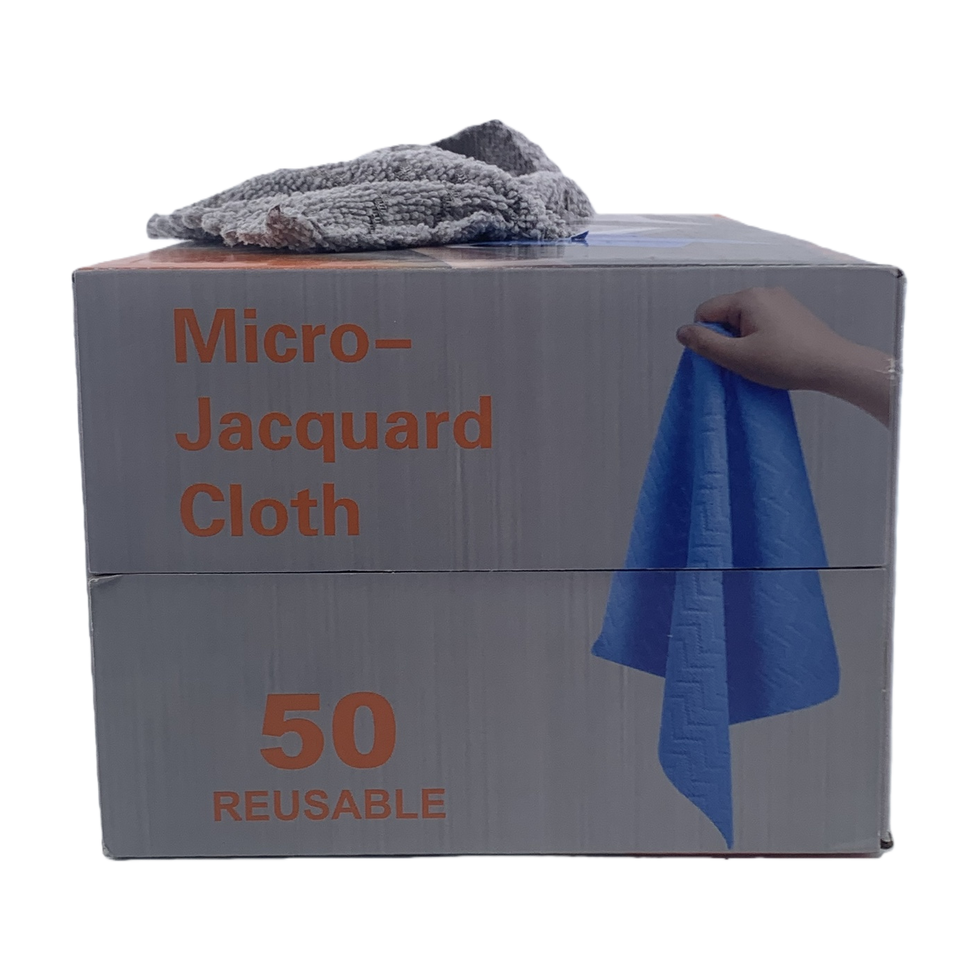 Grey microfiber cleaning cloth tape packaging box Item Picture