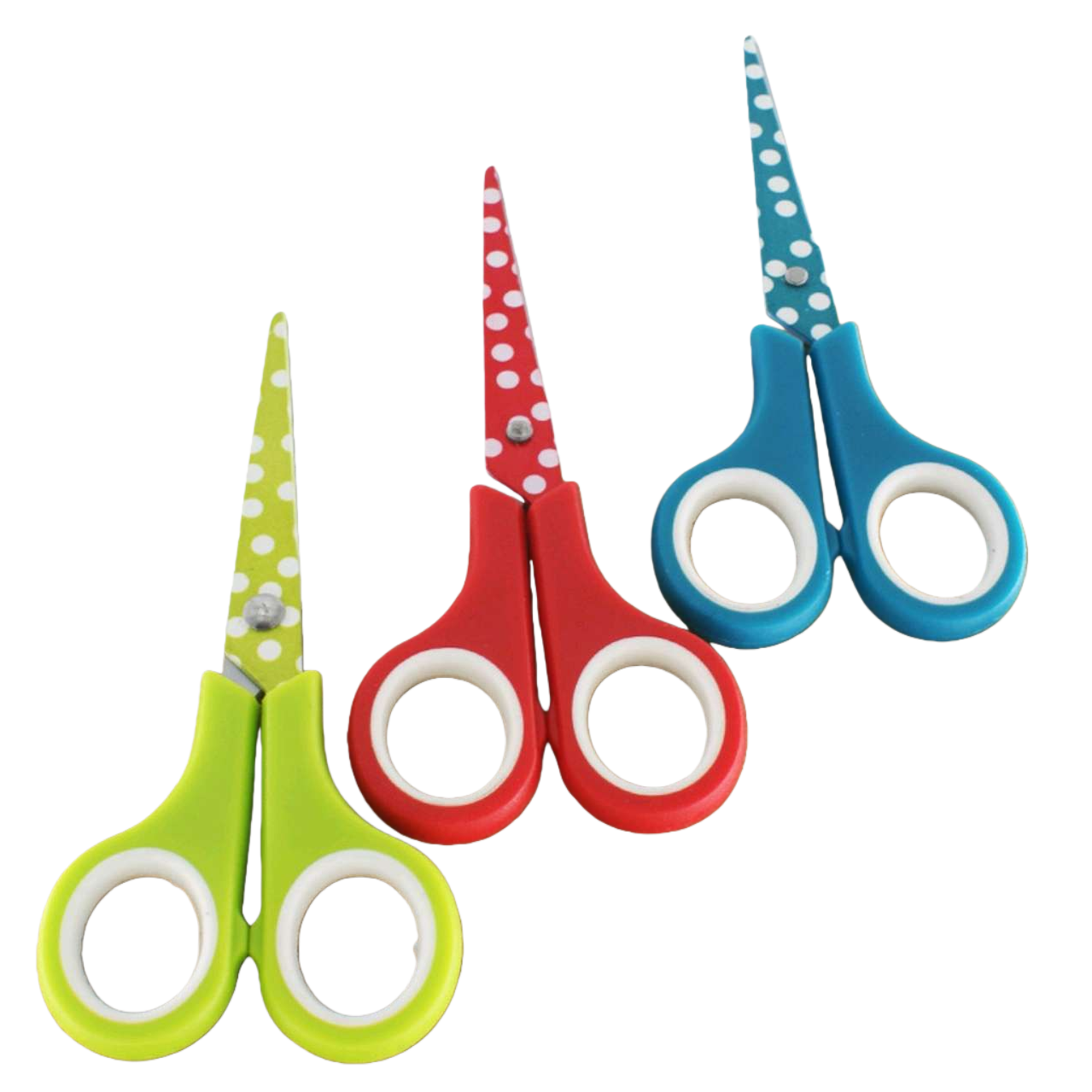 Colorful polka dot scissors, children's safety scissors, 3-inch round-head scissors, available in multiple colors Item Picture