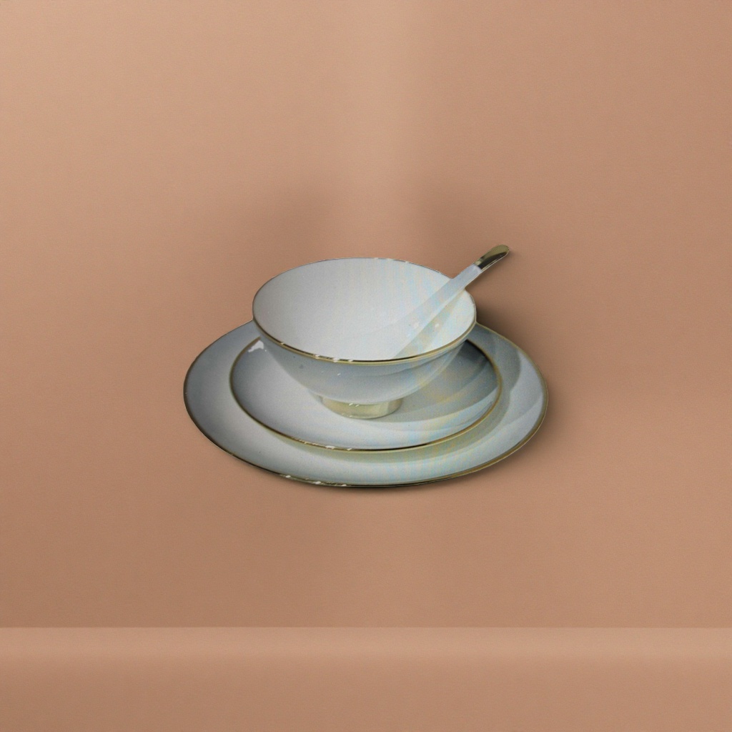 白色瓷质茶杯 茶杯家用简约陶瓷水杯耐热防烫单只装