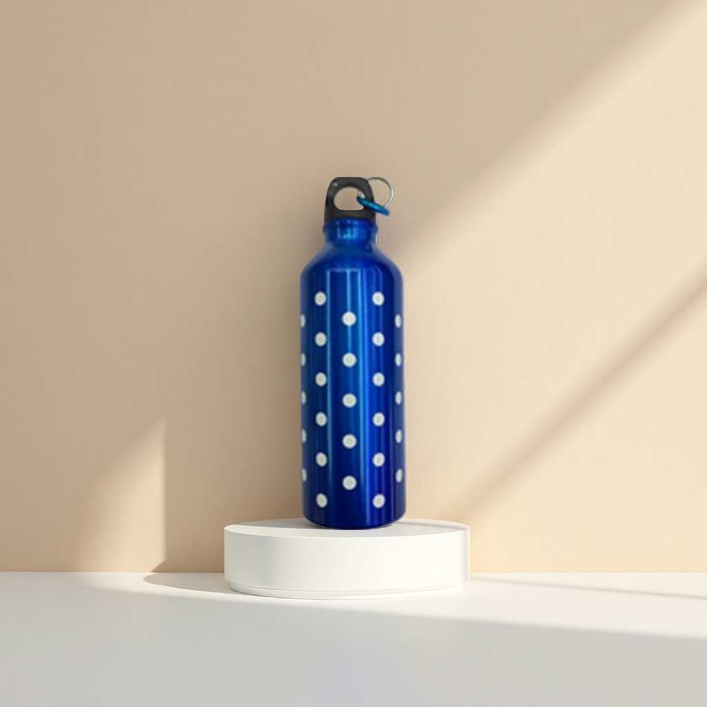 Blue portable sports water bottle with white dots, thickened leak-proof design Application Scenario