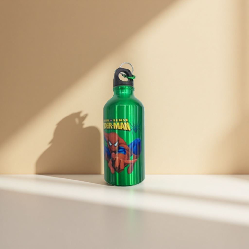 The portable children's insulated water bottle with Spider-Man pattern green is safe, non-toxic and leak-proof Specification image