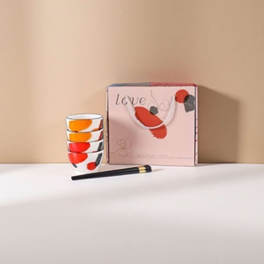 Tableware set: Bowl and chopsticks - A simple home ceramic bowl and chopsticks combination set Application Scenario