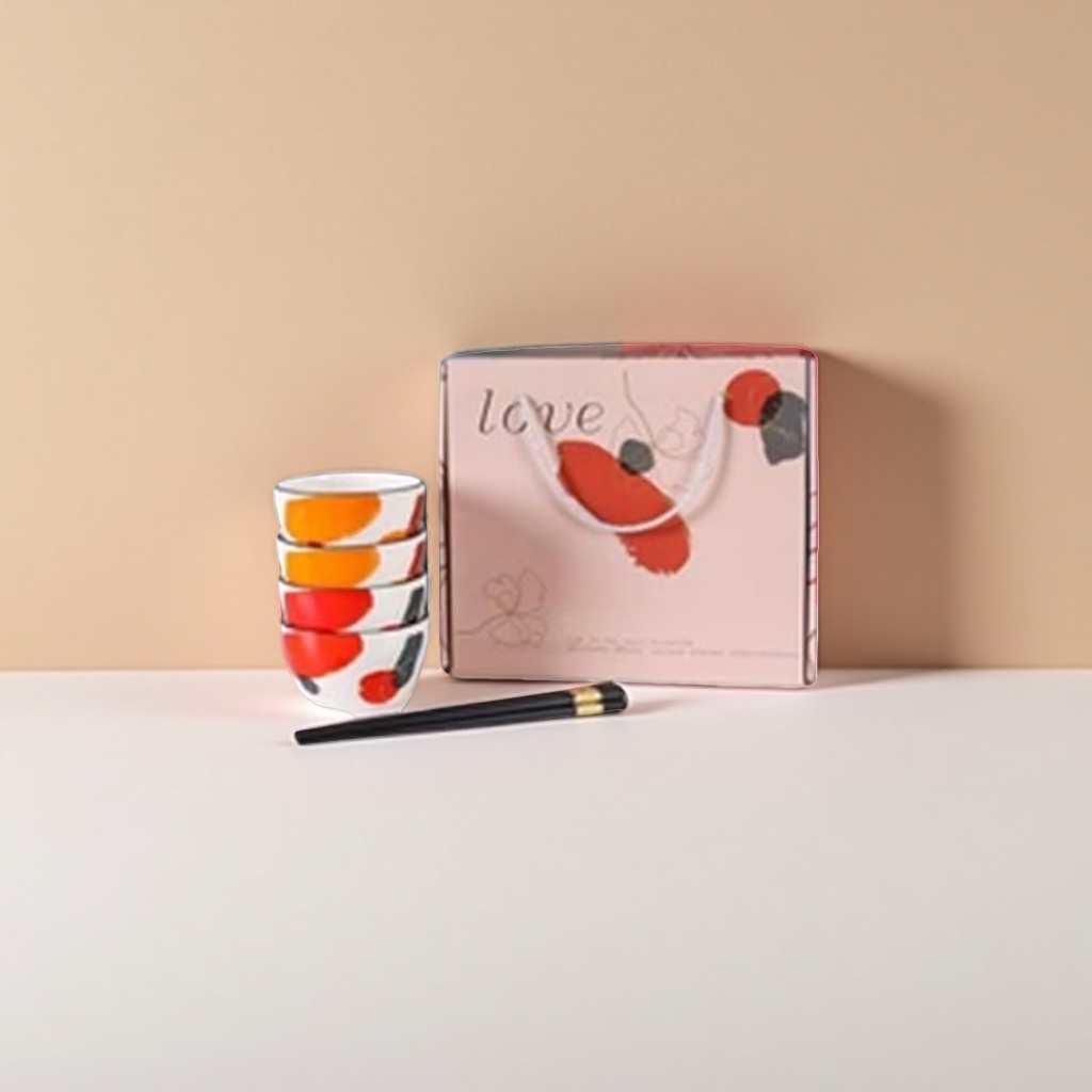 Tableware set: Bowl and chopsticks - A simple home ceramic bowl and chopsticks combination set Specification image