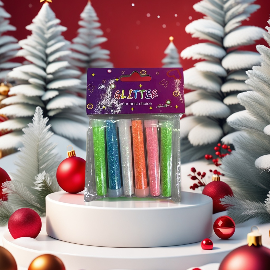 The colored glitter tube set contains a variety of color series glitter glitter decorative DIY materials