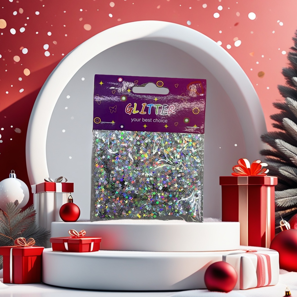 Colorful star-studded sequin packaging bag with glitter decoration, handcrafted DIY material, universal type Specification image