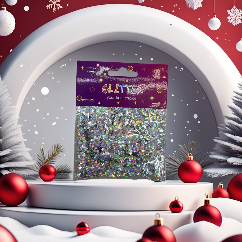 Colorful star-studded sequin packaging bag with glitter decoration, handcrafted DIY material, universal type details Picture