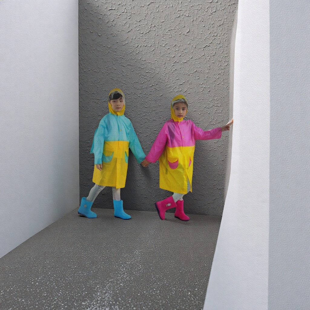 Niños color impermeable impermeable a prueba de viento con capucha poncho para niños y niñas primavera otoño día de lluvia para salir esencial Specification image