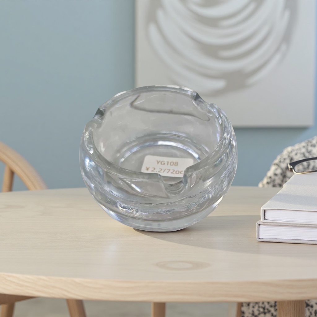Transparent glass ashtray, large-capacity household anti-overflow desktop storage type Specification image