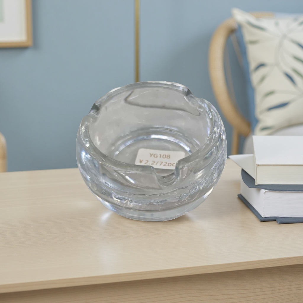 Transparent glass ashtray, large-capacity household anti-overflow desktop storage type details Picture