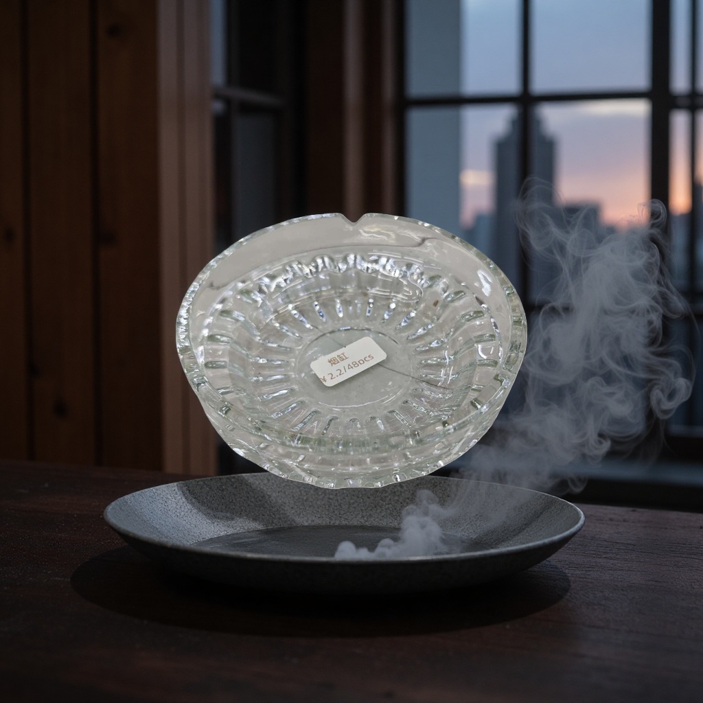 Cilindro de humo de vidrio transparente hogar sala de estar escritorio anti-derrame ceniza resistente al calor simple viento Specification image