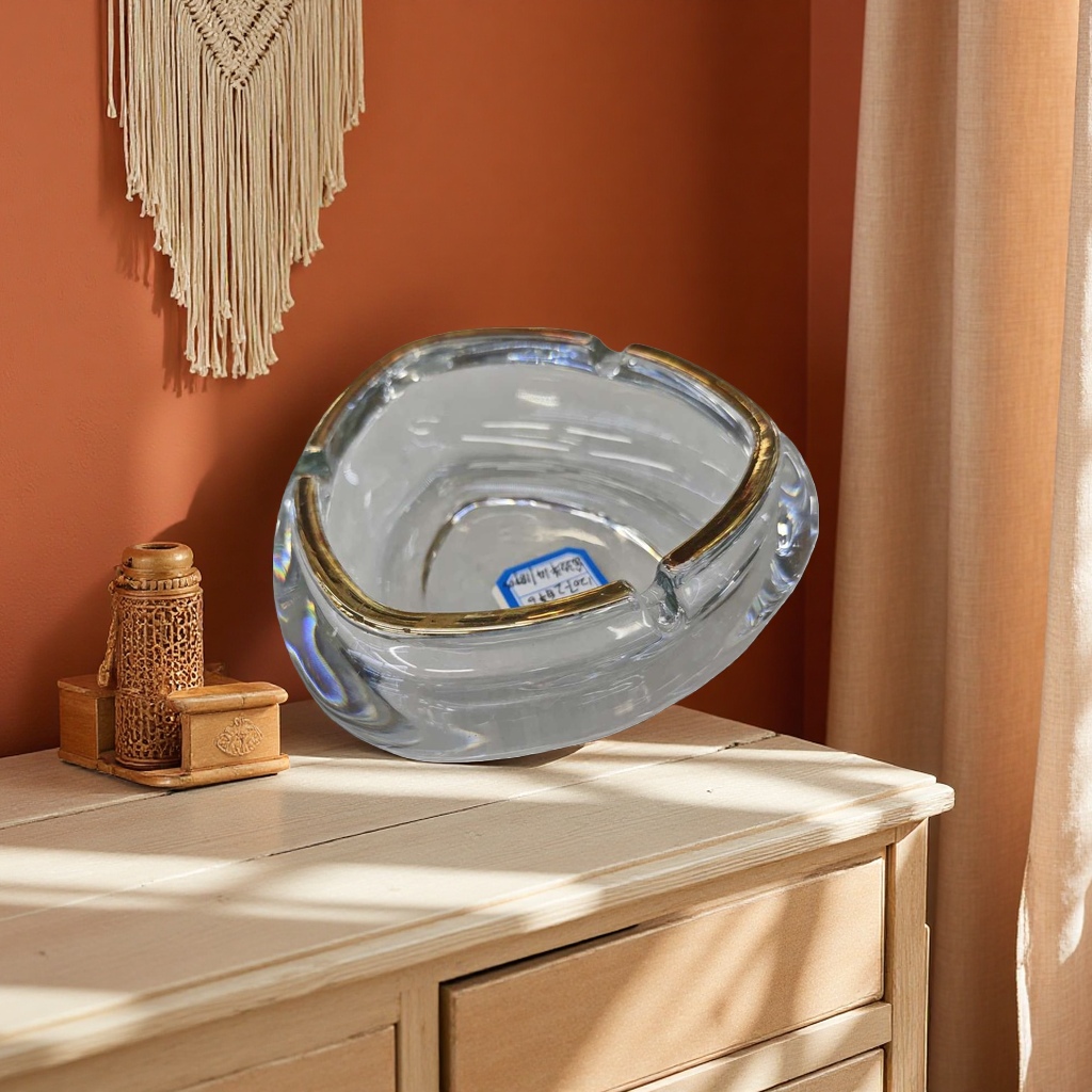 High-transparency glass ashtray for office and home use, heat-resistant and heat-resistant, circular desktop storage