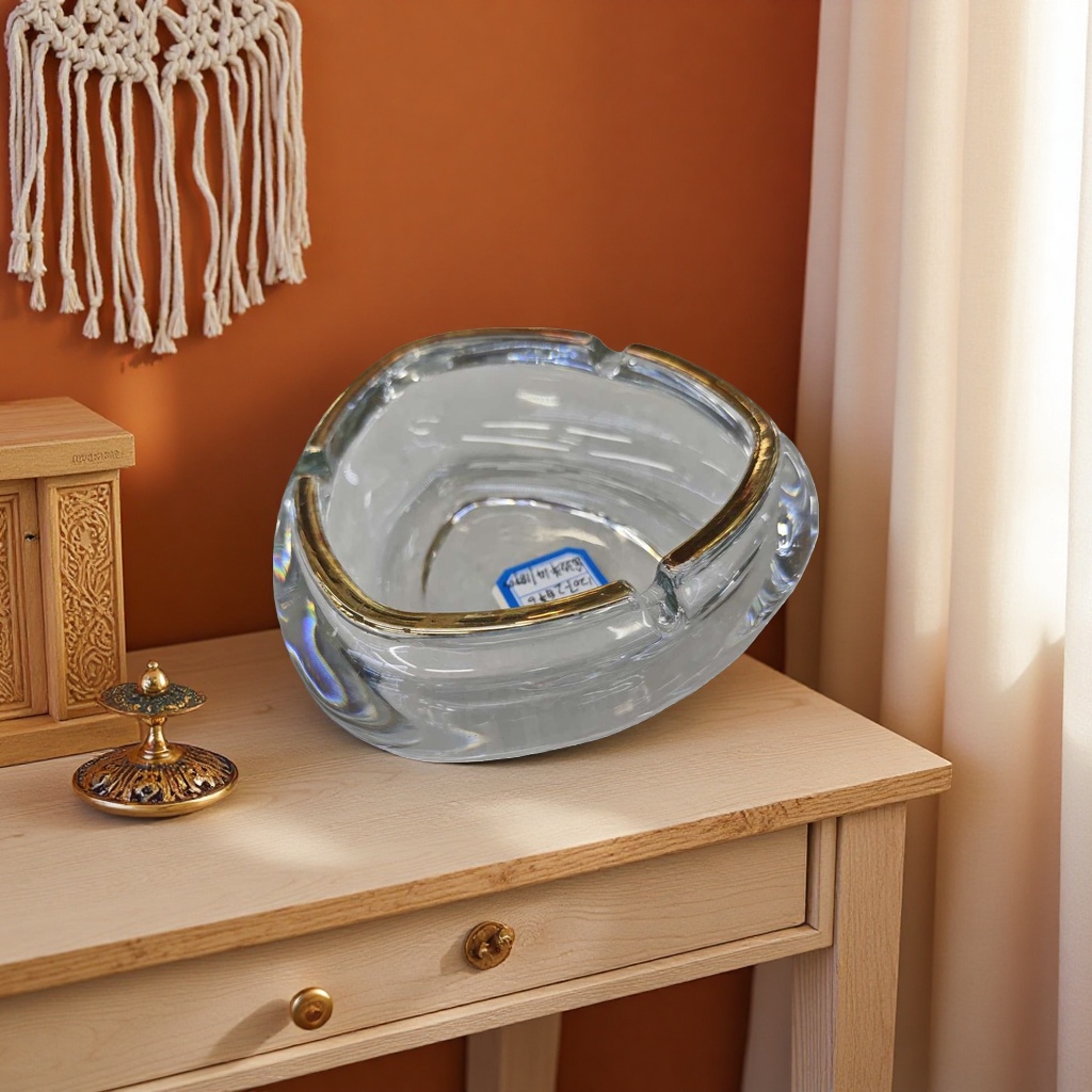 High-transparency glass ashtray for office and home use, heat-resistant and heat-resistant, circular desktop storage Specification image