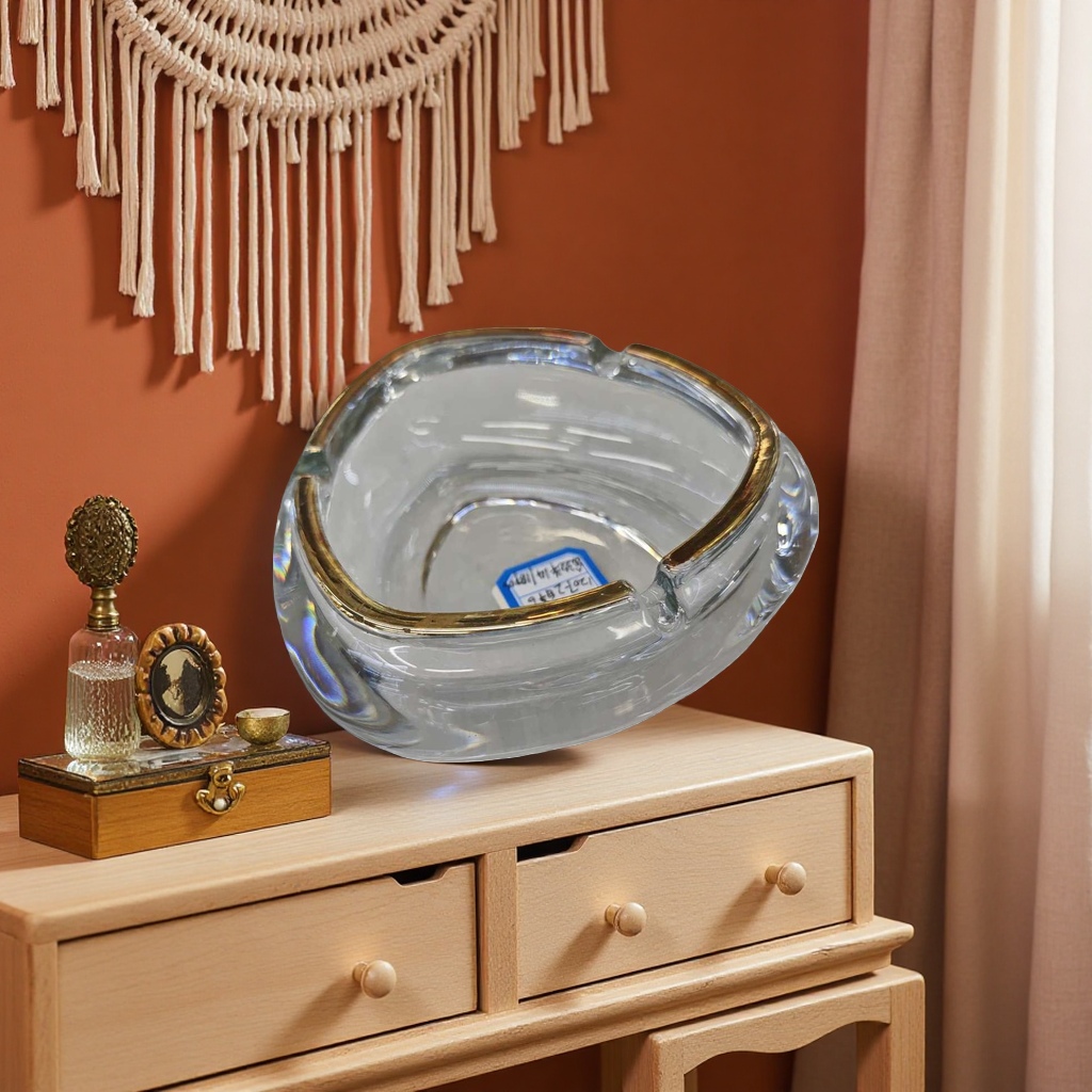 High-transparency glass ashtray for office and home use, heat-resistant and heat-resistant, circular desktop storage details Picture