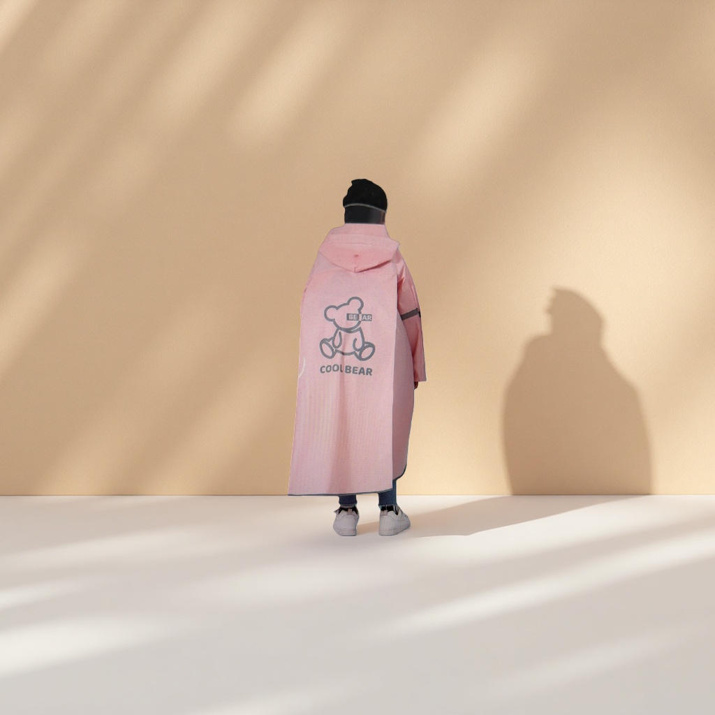 Rosa impermeable para niños dibujos animados oso patrón COOL BEAR back style Application Scenario