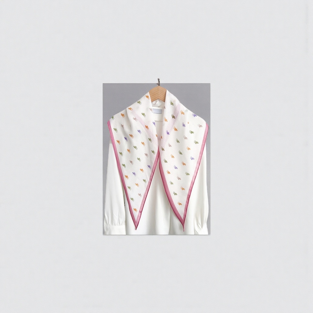 Silk scarf with printed patterns, square scarf, sun protection ribbon and scarf accessories