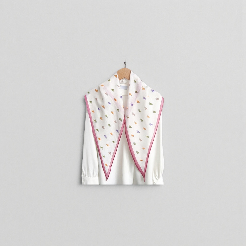 Silk scarf with printed patterns, square scarf, sun protection ribbon and scarf accessories Specification image