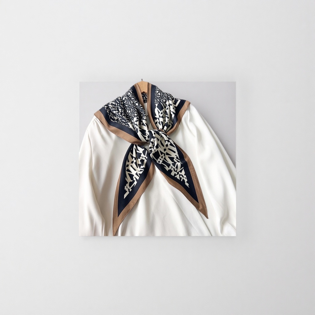 The silk scarf for women makes them look slimmer. The V-neck style is versatile for commuting in spring and summer details Picture
