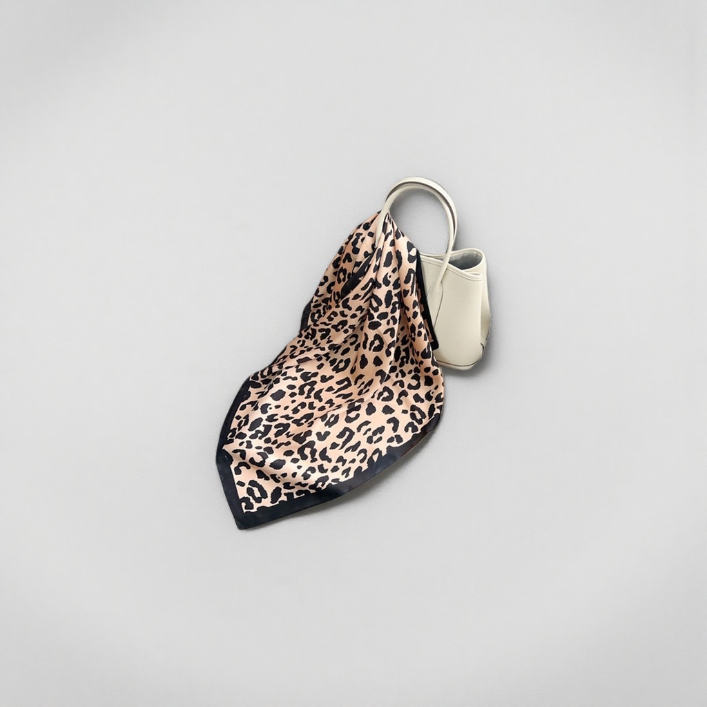 A leopard print pattern silk scarf is a fashionable and versatile silk blend scarf for women in spring and summer Specification image