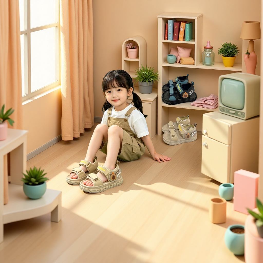 Summer breathable, anti-slip and soft-soled walking shoes for little girls
