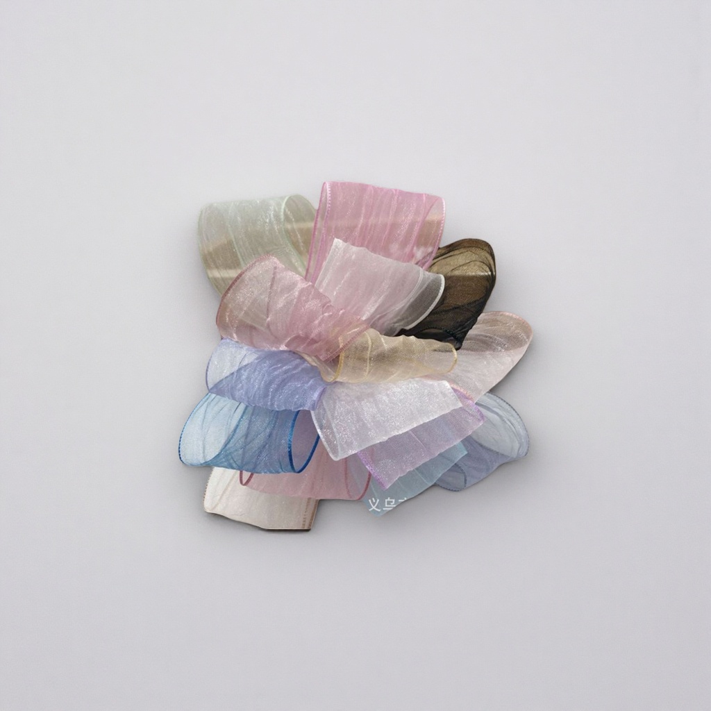 Colorful gauze ribbon bow decoration, handmade DIY hair accessory packaging gift ribbon details Picture
