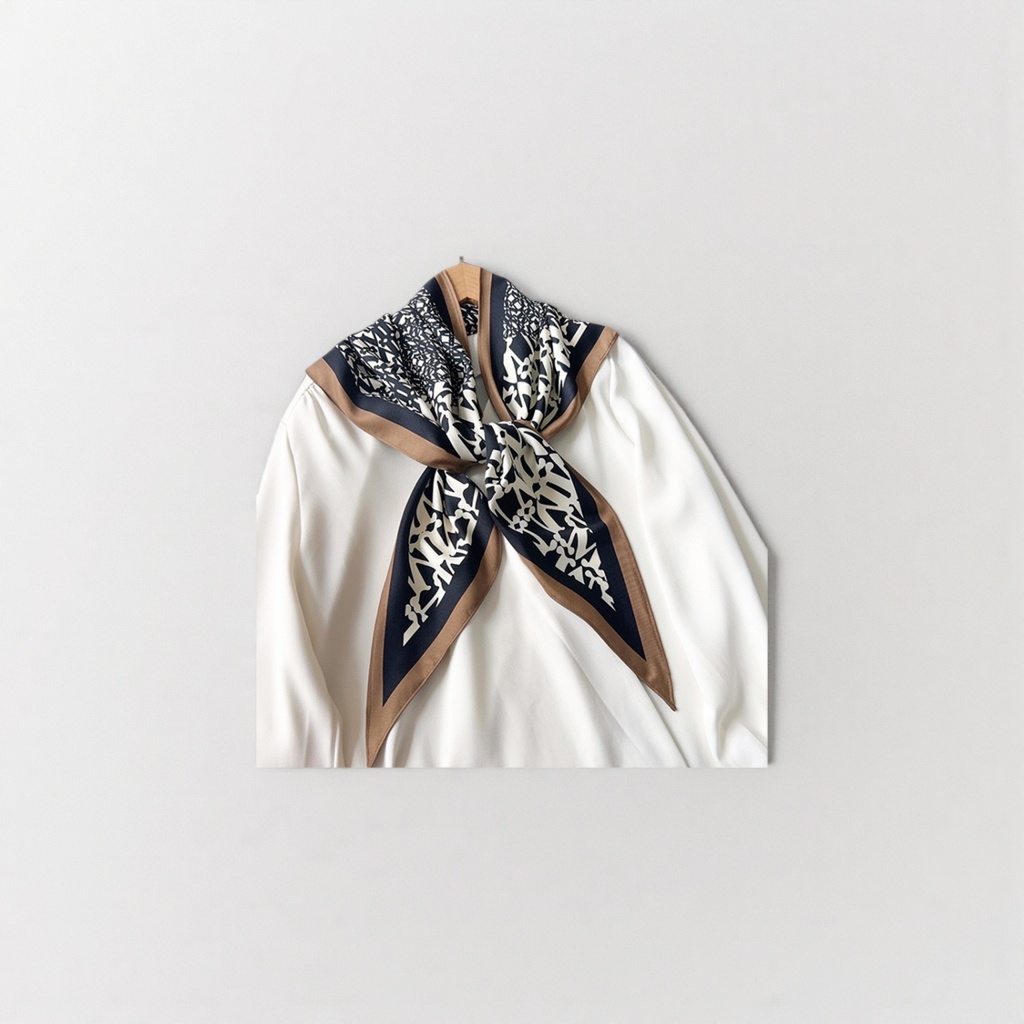 This silk small square scarf is light, breathable and versatile for women's commuting sun protection details Picture