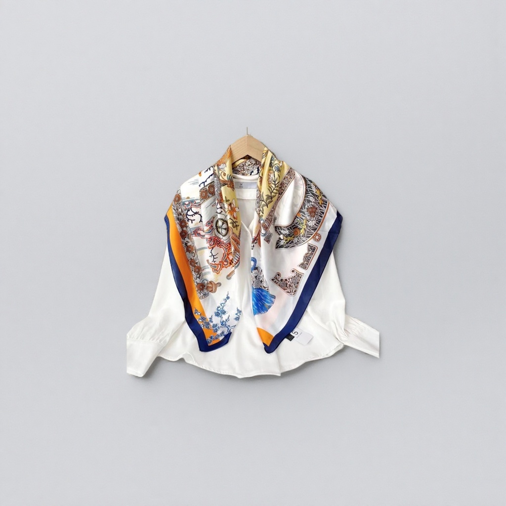 This thin printed silk scarf for women in spring and summer is light, breathable and a versatile accessory details Picture