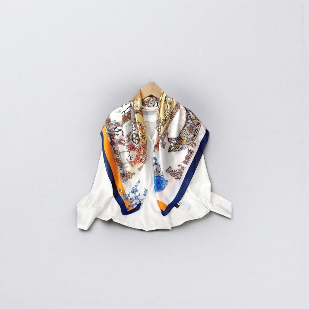 This thin printed silk scarf for women in spring and summer is light, breathable and a versatile accessory