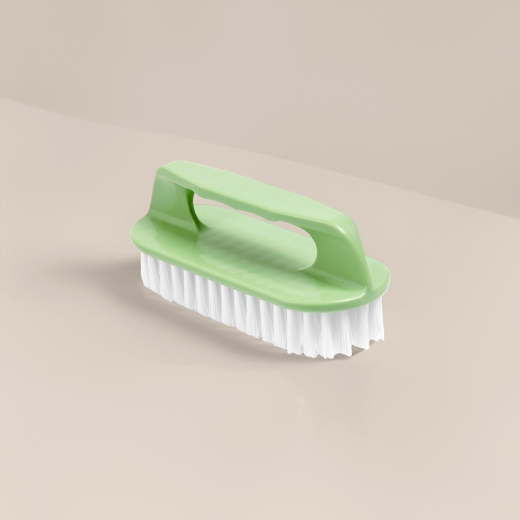 绿色塑料手柄白色刷毛清洁刷 家用厨房浴室多功能 scrub brush