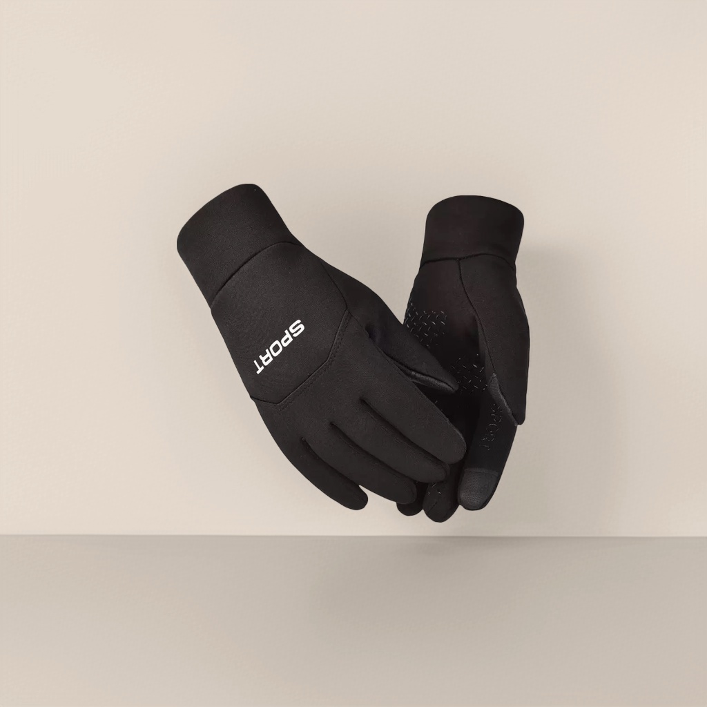 Black sports gloves are breathable, anti-slip, thickened and warm, suitable for cycling and fitness training
