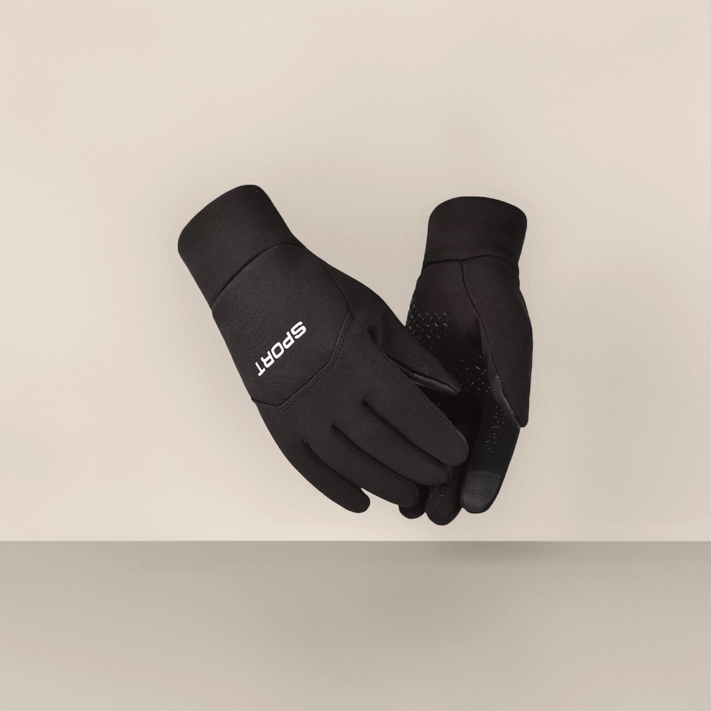 Black sports gloves are breathable, anti-slip, thickened and warm, suitable for cycling and fitness training details Picture