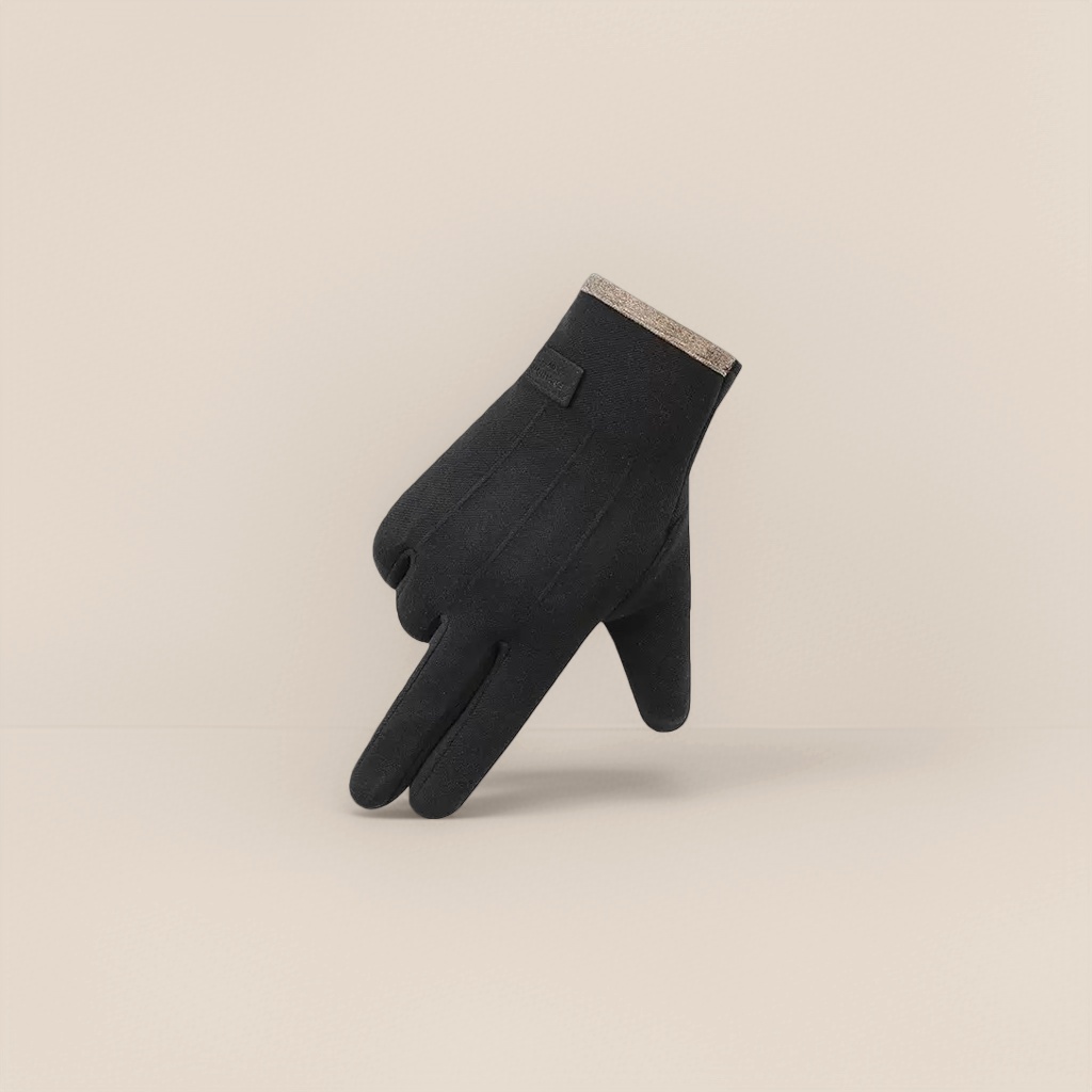 The main body of the black gloves is suitable for both men and women. It features a thickened, warm and anti-slip touch screen for outdoor use in winter details Picture