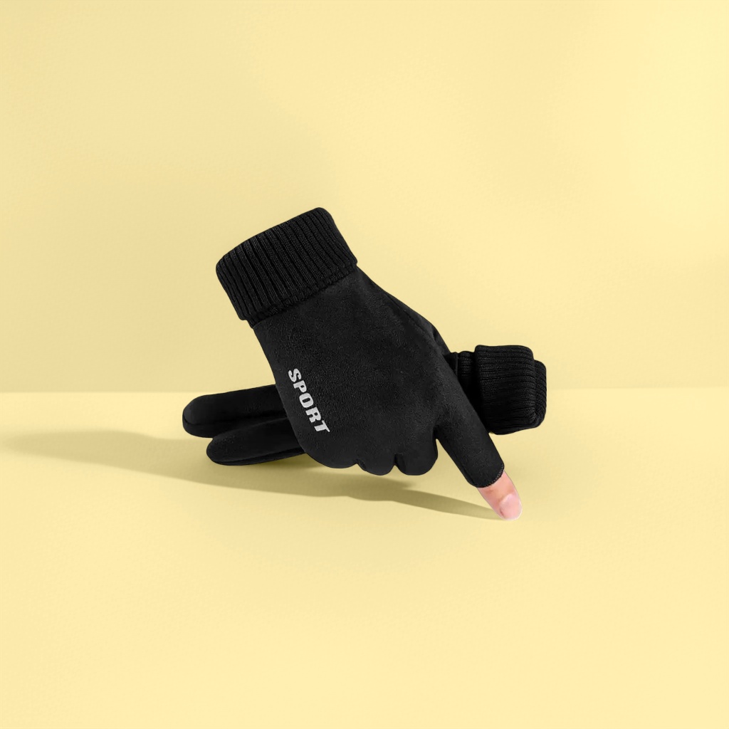 The black sports gloves are breathable, anti-slip, thickened and warm, suitable for both men and women Specification image