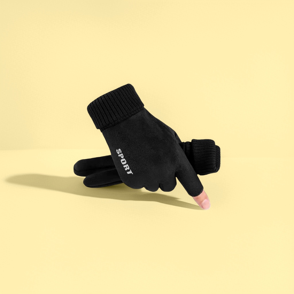 The black sports gloves are breathable, anti-slip, thickened and warm, suitable for both men and women