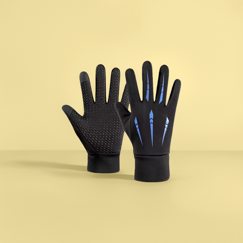Black sports gloves made of high-elasticity Lycra fabric with a seamless fit, specially designed for training ski gloves