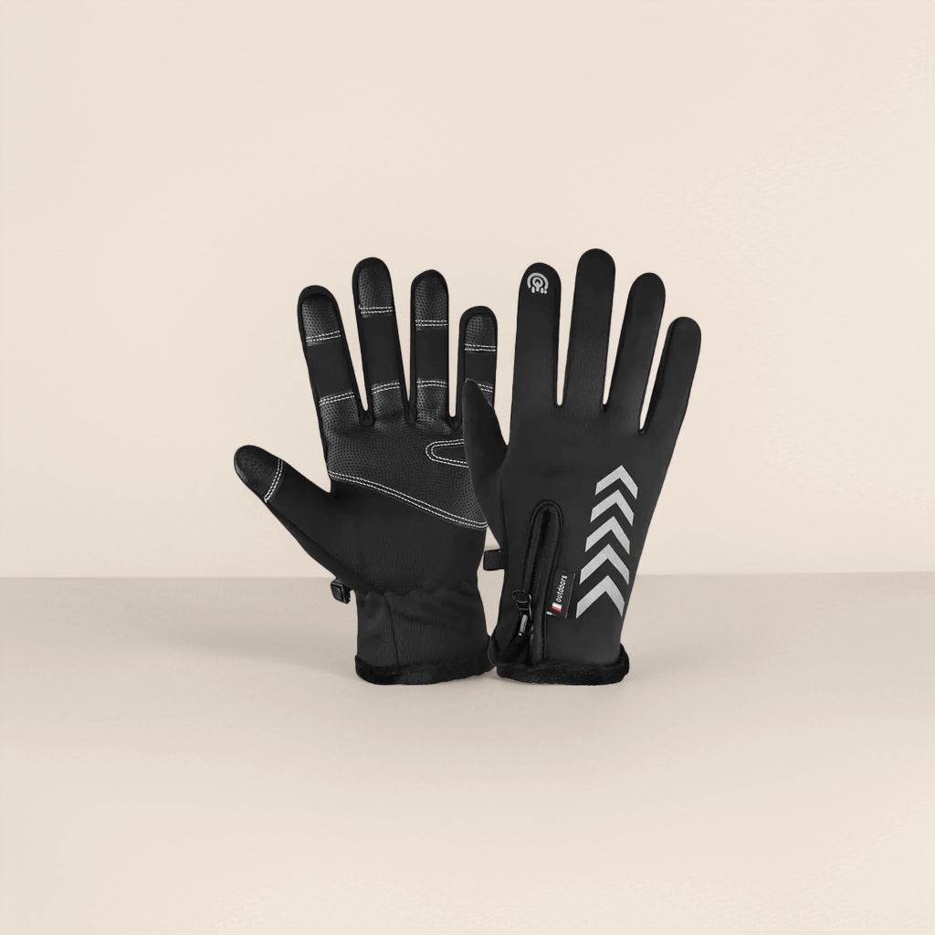 Black thickened warm gloves for both men and women, anti-slip and wear-resistant winter style details Picture